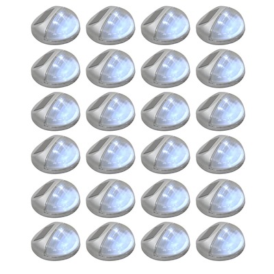 Outdoor Solar Wall Lamps LED 24 pcs Round Silver