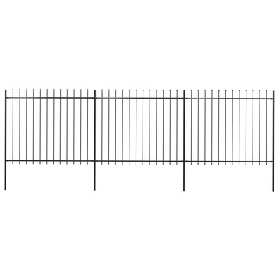 Garden Fence with Spear Top Steel Durable -Black