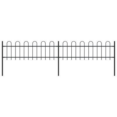 Garden Fence with Hoop Top Steel  Black