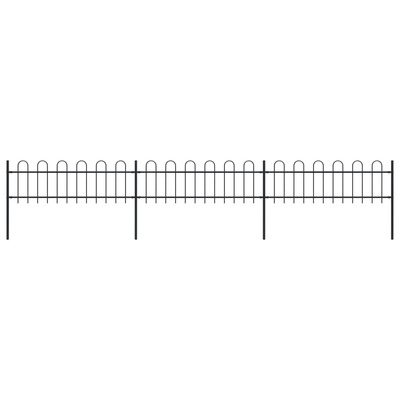 Garden Fence Outdoor with Hoop Top Steel -Black