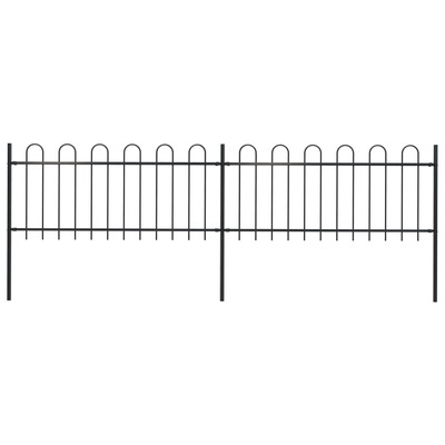 Garden Fence with Hoop Top Steel-  Black