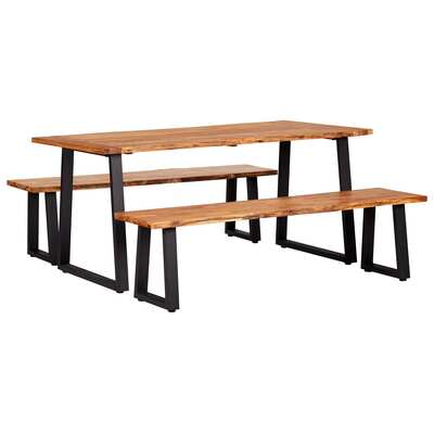 3 Piece Dining Set Solid Oak