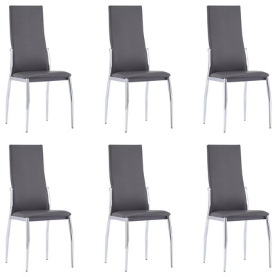 Dining Chairs 6 pcs Grey Faux Leather