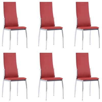 6 pcs Dining Chairs Red ,faux Leather