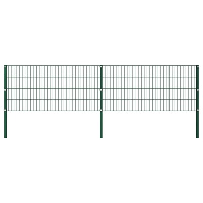 Fence Panel with Posts Iron 3.4 m Green