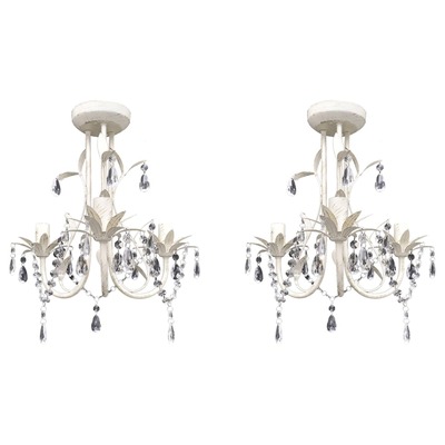 Crystal Pendant Ceiling Lamp Chandeliers 2 pcs Elegant White