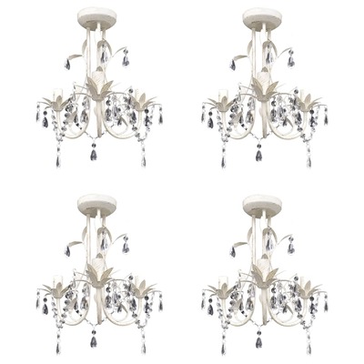 Crystal Pendant Ceiling Lamp Chandeliers 4 pcs Elegant White