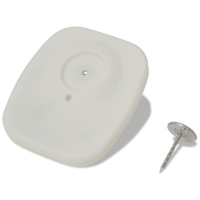 2000 pcs RF Hard Tags and Pins Sets 8.2 MHz White
