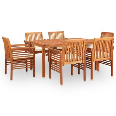 7 Piece Outdoor Dining Set with Cushions Solid Acacia Wood