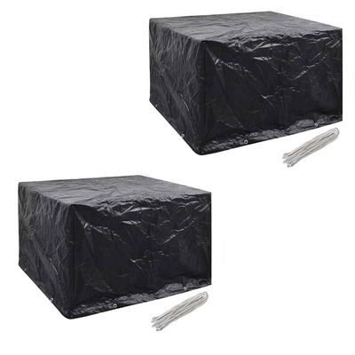2 pcs Garden Furniture Covers 4 Person Poly Rattan Set 8 Eyelets