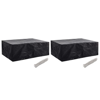 2 pcs Garden Furniture Covers 8 Eyelets -Black