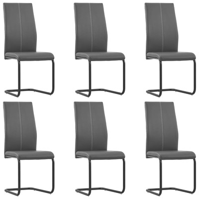 Dining Chairs 6 pcs Grey Faux Leather