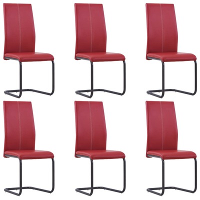 Dining Chairs 6 pcs Red Faux Leather