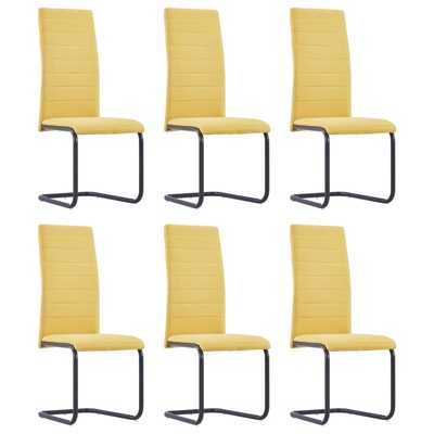 Dining Chairs 6 pcs Yellow Fabric