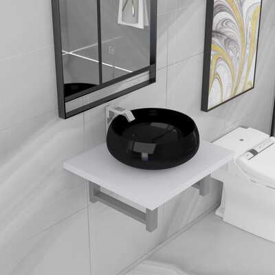 Two Piece Bathroom Furniture Set Ceramic White