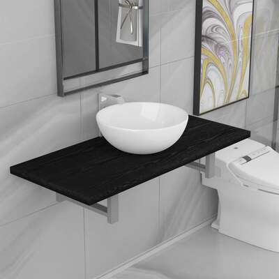 Two Piece Bathroom Furniture Set Ceramic Black