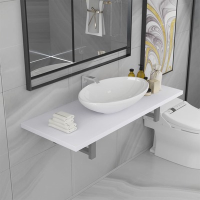Two Piece Bathroom Furniture Set Ceramic White