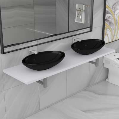 Three Piece Bathroom Furniture Set Ceramic White