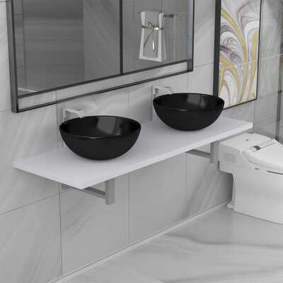 Three Piece Bathroom Furniture Set Ceramic White