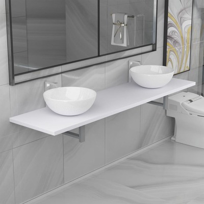 Three Piece Bathroom Furniture Set Ceramic White