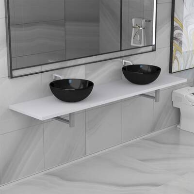 Three Piece Bathroom Furniture Set Ceramic White