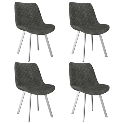 Dining Chairs 4 pcs Grey faux Suede Leather