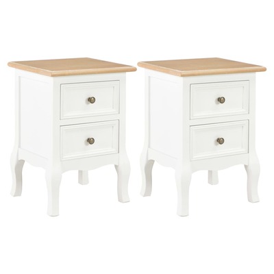 Bedside Cabinet 2 pcs White MDF