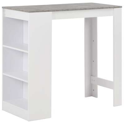 Bar Table with Shelf, White