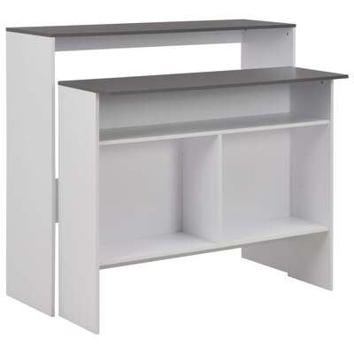 Bar Table with 2 Table Tops White and Grey