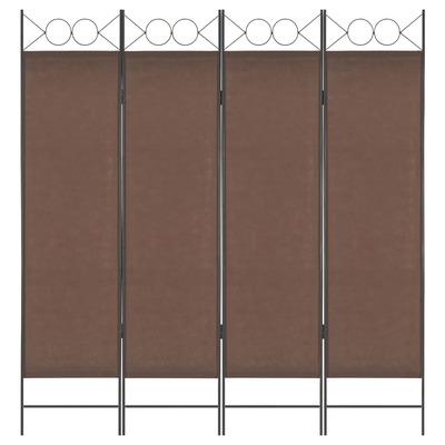 4-Panel Room Divider Brown 