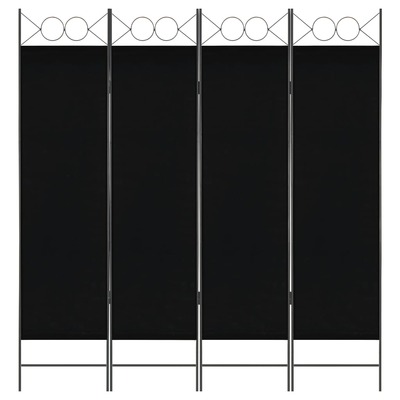 4-Panel Room Divider Black 