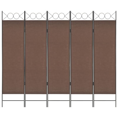 5-Panel Room Divider Brown