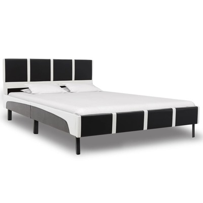 Bed Frame Black and White faux Leather -King Single