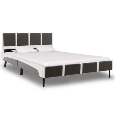 Bed Frame Grey and White faux Leather -King Single