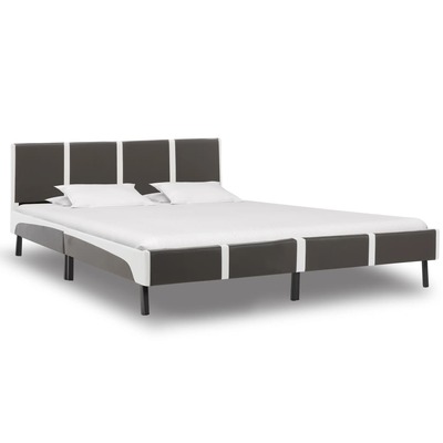Bed Frame Grey and White faux Leather  -King