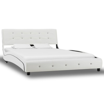 Bed Frame White faux Leather -King Single