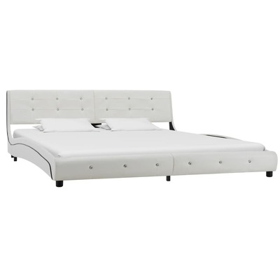 Bed Frame White faux Leather  King