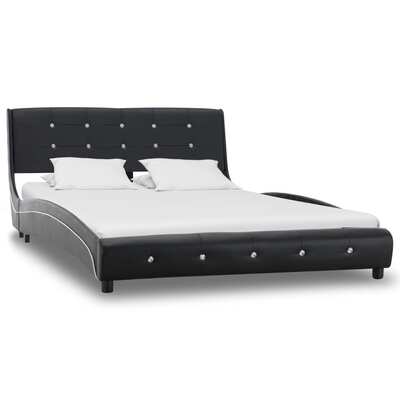 Bed Frame Black faux Leather -King Single