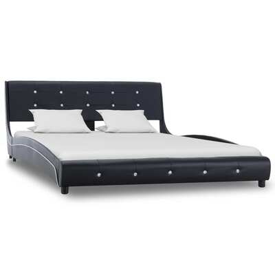 Bed Frame Black faux Leather  Double