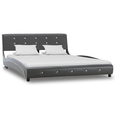 Bed Frame Grey faux Leather  Double