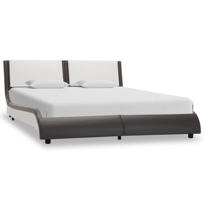 Bed Frame Grey and White faux Leather King Single