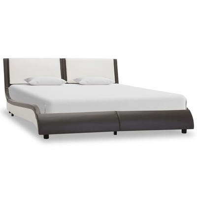 Bed Frame Grey and White faux Leather  Double