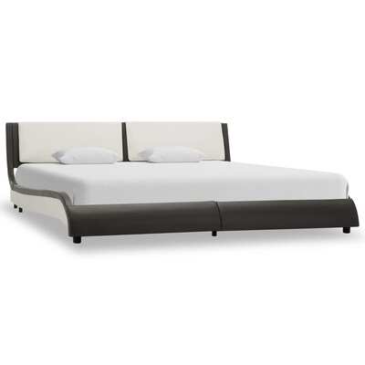 Bed Frame Grey and White faux Leather  King