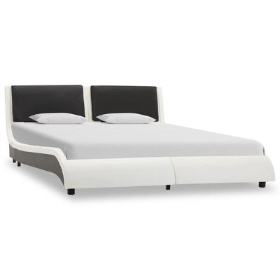 Bed Frame White and Black faux Leather King Single