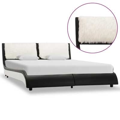 Bed Frame Black and White faux Leather King Single
