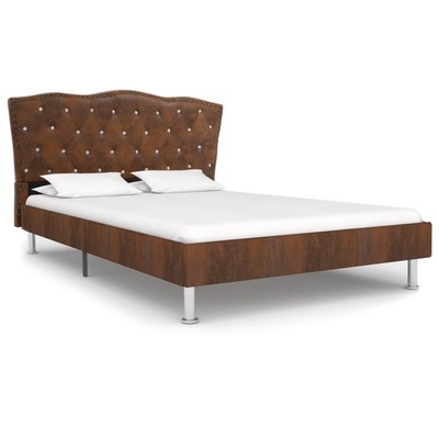 Bed Frame Brown Fabric King Single