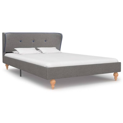 Bed Frame Light Grey Fabric King Single