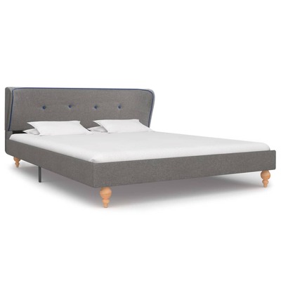 Bed Frame Light Grey Fabric  Double