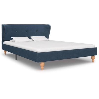 Bed Frame Blue Fabric  King Single