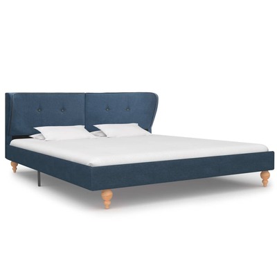 Bed Frame Blue Fabric   Queen